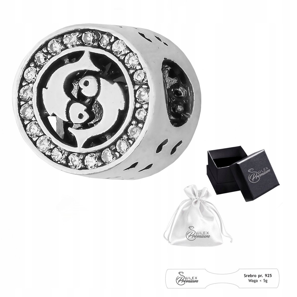 Charms srebro pr. 925 Element do Bransolet Modułowych Znak Zodiaku Ryby