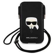 Karl Lagerfeld Torebka KLHCP12MOPHKHK 6,1" czarny/black hardcase Saffiano Ikonik Karl s Head KF000721-0