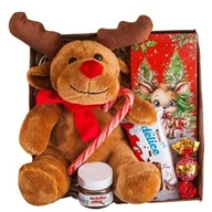 Zestawy upominkowe - GOTOWA PACZKA świąteczna PREZENT dla dzieci z maskotka renifer czekolada nutella - miniaturka - grafika 1