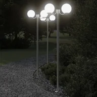 Lampy ogrodowe - Stojące lampy ogrodowe, 3 szt, srebrne, 215 cm, stal nierdzewna - miniaturka - grafika 1