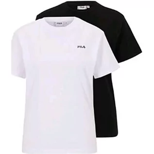 Koszulki i topy damskie - FILA Damska koszulka Bari Double Pack, Bright White-Black Beauty, XS - grafika 1