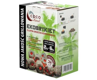 BRYKIET COCOHEAT Z ORZECHA KOKOSOWEGO EKO GRILL BEZ DYMU I ŻYWIC 2 kg 1 szt. - Orzechy i nasiona - miniaturka - grafika 1