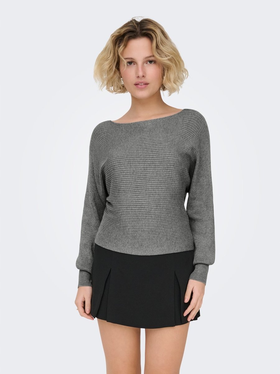 ONLY SWETER DAMSKI SZARY Z DŁUGIM RĘKAWEM PRĄŻKOWANY L 17AA
