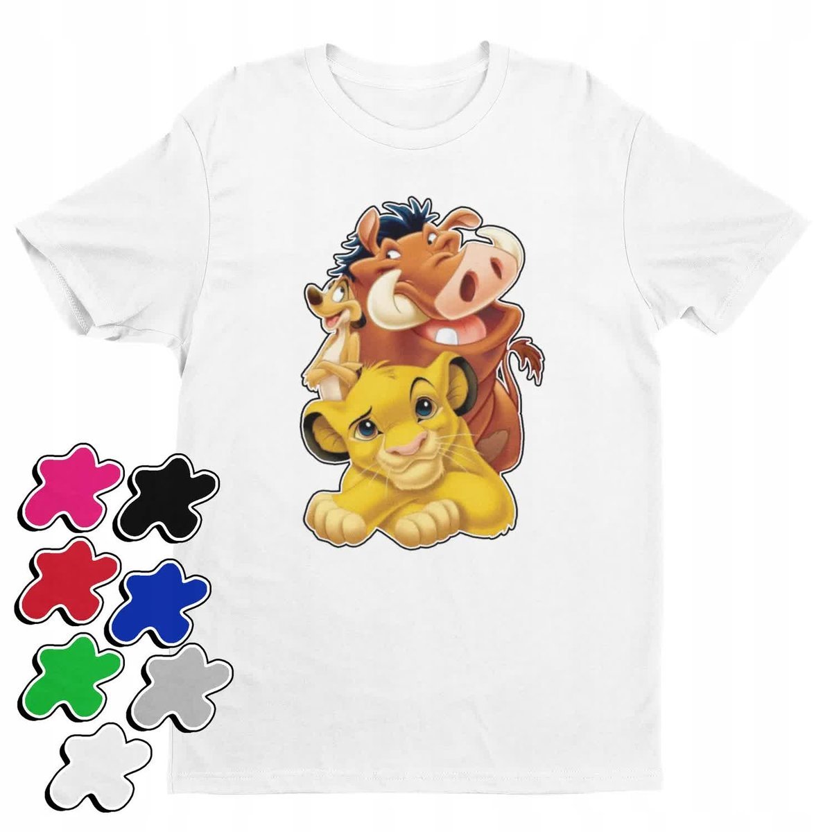 Koszulka T-Shirt Dziecięca Z Nadrukiem Król Lew Timon Pumba -M 134-140