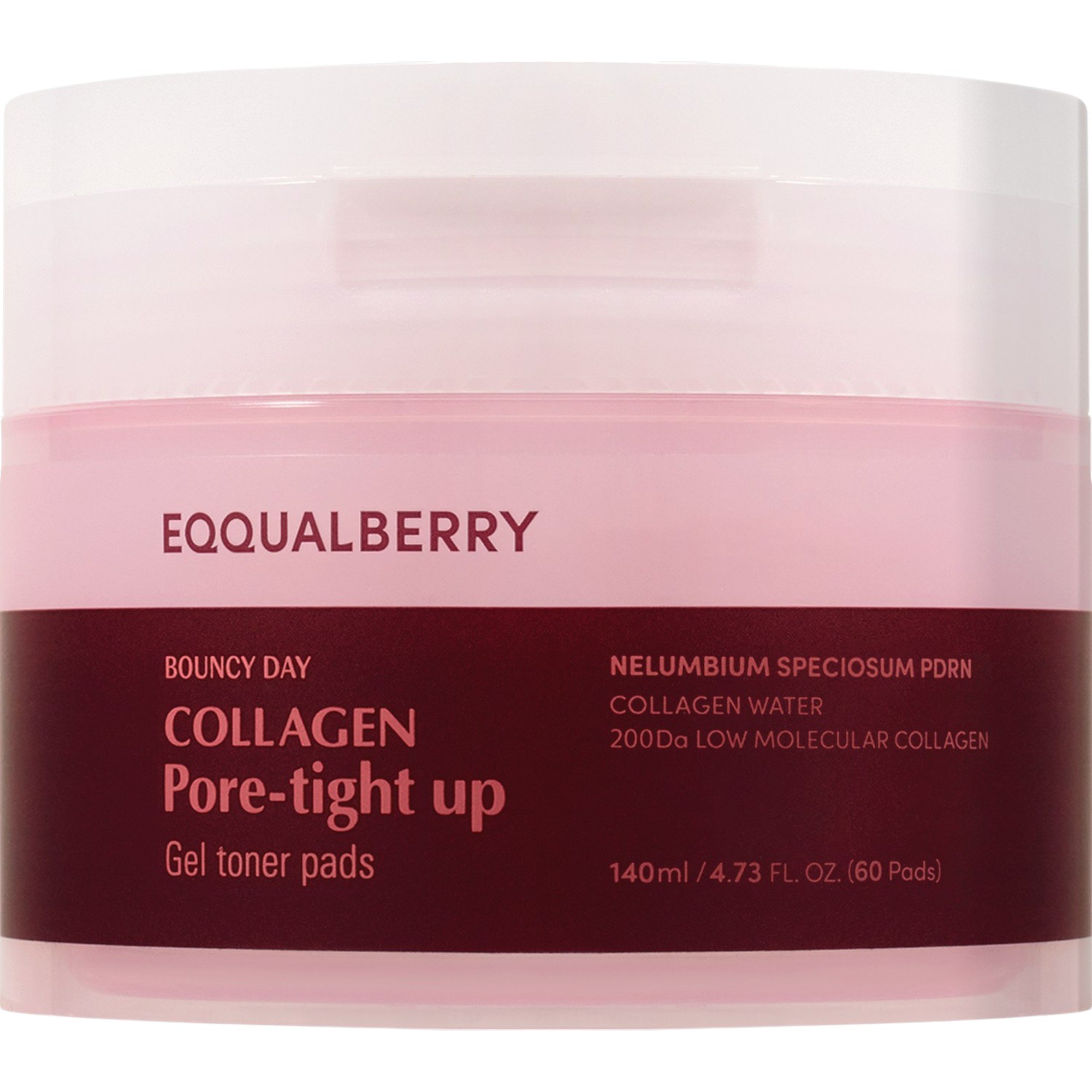 Eqqualberry Collagen Pore-Tight Up Gel, Płatki do twarzy z kolagenowym żelem zwężające pory, 60szt