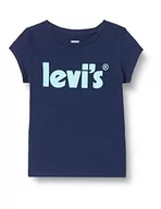 Koszulki dla dziewczynek - Levi's Kids Koszulka dziewczęca Lvg Basic z plakatem, Średniowieczny niebieski, 4 Lata - miniaturka - grafika 1