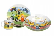 Miseczki i talerzyki dla dzieci - ZESTAW obiadowy śniadaniowy 3ele DLA DZIECI BUDOWA maszyny ceramika PREZENT - miniaturka - grafika 1