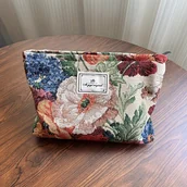 Inne - TEMU Torba na Kosmetyki w Stylu Vintage z Kwiatowym Wzorem, Torebka z Tkaniny na Podróże, Kosmetyczka, Retro Styl - miniaturka - grafika 1