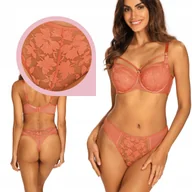 Majtki damskie - Ewa Bień ORLANDO C201 stringi koralowe kwiatowa koronka majtki - M - miniaturka - grafika 1