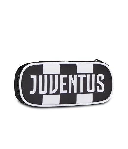 Seven Round Plus Juventus piórnik do szkoły, czarny, elastyczny piórnik ze szlufkami na długopisy, kieszeń wewnętrzna z zamkiem błyskawicznym, do szkoły średniej i wyższej, dla dzieci i młodzieży