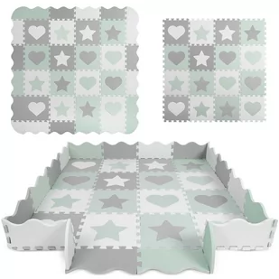 Ricokids Mata piankowa puzzle 150x150cm 16 szt. szaro-miętowy 7505 - Maty piankowe - miniaturka - grafika 2
