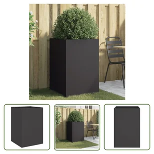 The Living Store Donica - czarna - 52x48x75 cm - stal - Doniczka - Donice - miniaturka - grafika 1