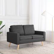 Sofy i kanapy - vidaXL 2-osobowa sofa, ciemnoszara, tapicerowana tkaniną - miniaturka - grafika 1