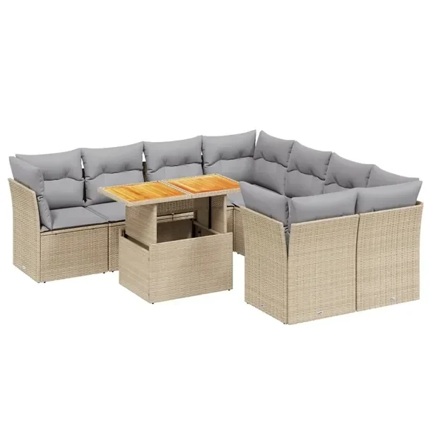 Zestaw mebli ogrodowych beżowy z rattanem PE, wymiary 62x62x69 cm i 100x55
