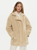Płaszcze damskie - Guess Futro Elisabetta W4BL16 WGHZ0 Beżowy Regular Fit - miniaturka - grafika 1
