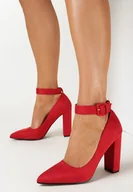 Czółenka - Czerwone Czółenka na Słupku z Paskiem wokół Kostki Aldocia - miniaturka - grafika 1