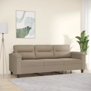 vidaXL 3-osobowa sofa, taupe, 180 cm, tapicerowana mikrofibrą - Sofy i kanapy - miniaturka - grafika 1
