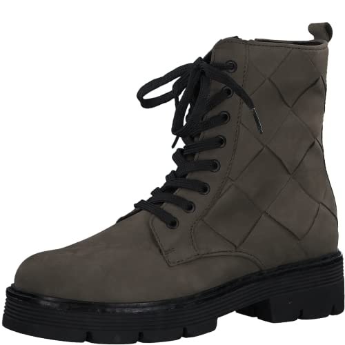 Marco Tozzi Damskie 2-25223-29 skórzane buty sznurowane botki, oliwkowe Comb, 36 EU