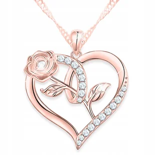 Naszyjnik Pozłacany Serce z Kryształkami Serduszko Kwiat Róża SREBRO 925 - Naszyjniki Naszyjnik Pozłacany Serce z Kryształkami Serduszko Kwiat Róża SREBRO 925 - Naszyjniki - miniaturka - grafika 1