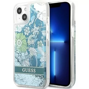 Guess GUHCP13SLFLSN iPhone 13 mini 5,4" zielony/green hardcase Flower Liquid Glitter GUE001952-0 - Etui i futerały do telefonów - miniaturka - grafika 1