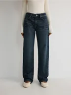 Spodnie damskie - Reserved - Jeansy straight ze średnim stanem - granatowy - miniaturka - grafika 1