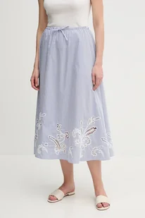 Tommy Hilfiger spódnica bawełniana kolor niebieski midi rozkloszowana WW0WW46168 - Spódnice - miniaturka - grafika 1