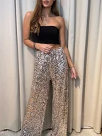 Spodnie sportowe damskie - Cekinowe spodnie D'oro - miniaturka - grafika 1