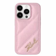 Etui i futerały do telefonów - Etui Karl Lagerfeld Diagonal Quilted Script na iPhone 14 Pro Max - różowe - miniaturka - grafika 1