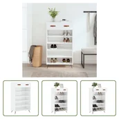 Szafki na buty - The Living Store Szafka na buty biały wysoki połysk 60x35x105 cm materiał drewnopochodny - miniaturka - grafika 1