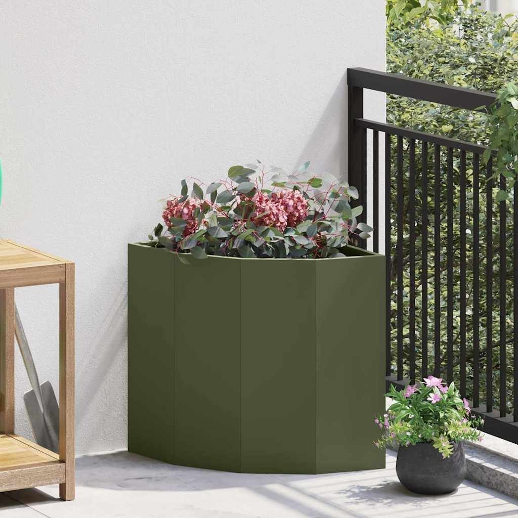 vidaXL Doniczka Różnorożna oliwkowy 45 x 45 x 50 cm Stal