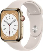 Smartwatch - Apple Watch 8 GPS + Cellular 45mm Gold Stainless Steel Case with Starlight Sport Band - Regular - miniaturka - grafika 1