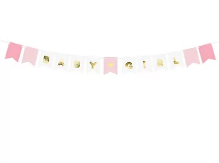 PartyDeco Baner "Baby Girl", mix, 15 x 175 cm GRL60 - Baby shower i roczek - miniaturka - grafika 1