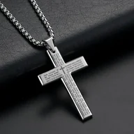 Naszyjniki męskie - Donley Cuban Cross dla mężczyzn - srebrny naszyjnik krzyż płaski - naszyjnik męski - naszyjnik męski - naszyjnik dla mężczyzn - prezent dla mężczyzn - geometryczny gotyk - punk - święty krzyż - - miniaturka - grafika 1