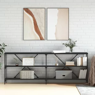 Stolik konsolowy, czarny, 200x30x75 cm, materiał drewnopochodny Lumarko! - Konsole i sekretarzyki - miniaturka - grafika 1