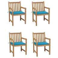 Fotele i krzesła ogrodowe - vidaXL Krzesła ogrodowe, 4 szt., niebieskie poduszki, drewno tekowe! 3073008 - miniaturka - grafika 1