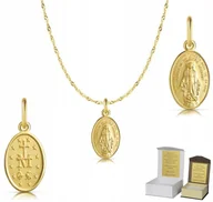 Biżuteria dla dzieci - Złoty łańcuszek pr. 585 Cudowny Medalik Komunia Chrzest 50 cm SZ1MZ7 - miniaturka - grafika 1