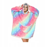 Bluzy damskie - KOCO BLUZA TV CIEPŁA PODOMKA Z KAPTUREM KOC KOLOROWA OVERSIZE UNIWERSALNA - miniaturka - grafika 1