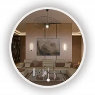 Lustra - LUSTRO ŁAZIENKOWE PODŚWIETLANE OKRĄGŁE BIAŁE 80 CM + Włącznik led na Dotyk - miniaturka - grafika 1