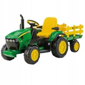 Pojazdy elektryczne dla dzieci - 2 x TRAKTOR NA AKUMULATOR Z PRZYCZEPĄ JOHN DEERE PEG PEREGO 12V RADIO ZESTA - miniaturka - grafika 1