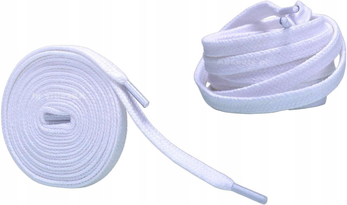 Sznurowadła BIAŁE Sznurówki 160 cm PŁASKIE 8 mm GRUBE 0,8 Szerokie G10-09