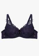 Biustonosze - Granatowy Biustonosz z Usztywnionymi Miseczkami i Koronką Tinarria - Born2be - miniaturka - grafika 1