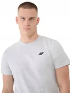 Koszulki męskie - Koszulka Męska 4f Gładka Tshirt Bawełna Lato Shm2256 27m Szara R. S - miniaturka - grafika 1