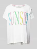 Koszulki i topy damskie - T-shirt o kroju oversized z nadrukowanym napisem - miniaturka - grafika 1