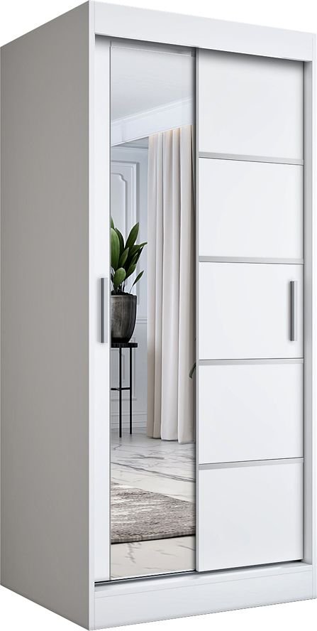 Elior Biała szafa przesuwna z lustrem - Felix 2X