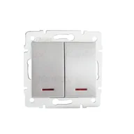 Wyłączniki światła i elektryczne - Kanlux Łącznik dwugrupowy świecznikowy z LED LOGI 02-1120-143 sr 25198 - miniaturka - grafika 1