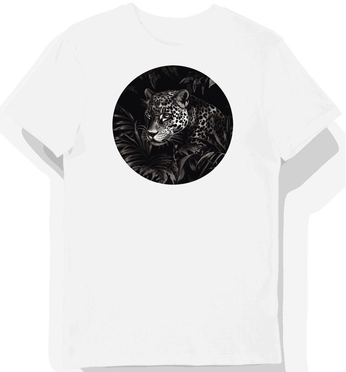 Koszulka męska biała z motywem pantery w dżungli M