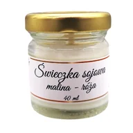 Świece - Świeczka Sojowa Malina i Róża 40 ml – Ręcznie Robiona w Szklanym Słoiczku - miniaturka - grafika 1
