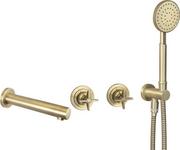 Zestawy prysznicowe - Deante Temisto Zestaw prysznicowy podtynkowy z wylewką wannową mosiądz NAC_M9TQ - miniaturka - grafika 1