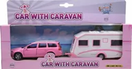 Samochody i pojazdy dla dzieci - Auto Volvo V70 Z Campingiem Metal Różowy Przyczepa - miniaturka - grafika 1