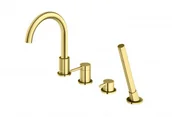 Baterie wannowe i prysznicowe - KOHLMAN QB244AGD AXEL GOLD 4-otworowa bateria wannowa z obrotową wylewką - miniaturka - grafika 1